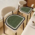 Vintage green faux linen chair cushion with breathable non-slip herringbone pattern. - Horseshoe / 40x40cm / Vintage Green