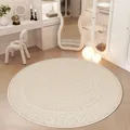 Minimalist circular cream woven area rug for modern living room and bedroom floor decor - Diameter 50CM / Cream Woven (Braided Texture)