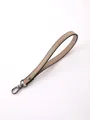 Tan faux leather wrist strap featuring a gunmetal lobster clasp for bags and keys - Khaki