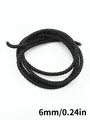 Detailed view of 6mm black braided PU leather cord featuring a 3-strand twist texture. - Three-Strand Twisted Style (00114)