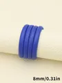 Cordón de cuero PU azul de 8mm con costuras decorativas en zigzag para accesorios DIY - Cordón Redondo con Puntadas y Patrón de Oveja (00481)