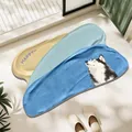 Tappeto da bagno irregolare in terra di diatomee con husky e testo Happy, assorbente e antiscivolo. - Tessuto Tecnico Spessore 3,5 mm / 40*60cm / Patchwork Husky