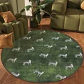 Vintage green round rug with leopard pattern for living room decor or office chair mat. - Diameter 50CM / Dark Leopard Print