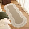 French vintage style scalloped edge loop pile long bedside rug for master bedroom decor - 40*80cm / Ancient Brown-Wavy