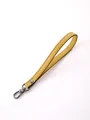 Vibrant yellow faux leather wristlet strap with metallic lobster clasp keychain accessory - Bright yellow