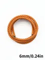 Close-up macro view of 6mm PU braided leather cord showing three-strand twist detail - Three-Strand Twisted Style (00116)