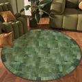 Premium vintage green round rug with geometric abstract pattern for living room or study decor - Diameter 50CM / Green Pattern
