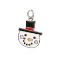 Detailed view of enamel snowman charm pendant for Christmas DIY jewelry - Christmas Snowman with Hat Style (40046)