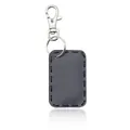 Portachiavi rettangolare in pelle nera riflettente con chiusura a moschettone argento - Rettangolo (20928) / Grigio scuro