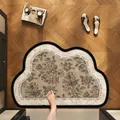 Vintage floral diatom mud absorbent bath mat with a scalloped black border design - ZGH Pattern Cloud Shape / 40*60cm (Standard Version)