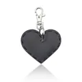 Portachiavi a cuore in pelle nera riflettente di alta qualità con chiusura in metallo argentato - Forma a Cuore (20926) / Grigio scuro