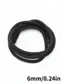 Detail view of 6mm black braided PU leather cord with three-strand twist texture. - Three-Strand Twisted Style (00118)
