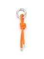 Hand-woven orange PU leather knot keychain with a silver metal carabiner for bags - Woven Knot Pendant (22044)