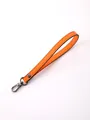 Minimalist orange leather wrist strap keychain accessory with gunmetal lobster clasp - Orange Yellow