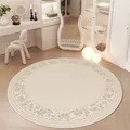 Elegant cream-colored round area rug with delicate floral border for cozy bedrooms - Diameter 50CM / Vintage Floral Border