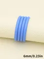 Cordón redondo de cuero PU azul cielo de 6 mm con costuras finas para manualidades - Cordón Redondo con Puntadas y Patrón de Oveja (00447)