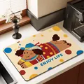 High absorbent kitchen mat with cute cartoon dog design for countertop and coffee machine. - 30x40cm Thickened Version / Cowboy Hat Style