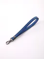 Stylish blue faux leather wristlet strap with metallic clasp keychain accessory - Blue