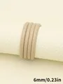 Cordón de cuero PU beige cosido de 6 mm con núcleo redondo para manualidades y DIY - Cordón cosido con núcleo redondo (00448)