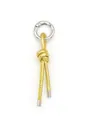 Handmade metallic gold PU leather knotted keychain charm with silver clip - Woven Knot Pendant (22046)