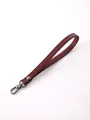 Burgundy faux leather wristlet strap with a durable metal lobster clasp for keychains - Deep Red Brown