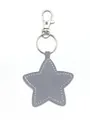 Portachiavi a stella in pelle riflettente grigia con dettagli di cuciture bianche - Forma a Stella (21888) / Grigio scuro
