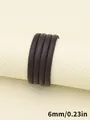 Cordón de cuero PU marrón premium de 6mm con costuras para llaveros y accesorios hechos a mano - Cordón cosido con núcleo redondo (00449)