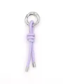 Handmade purple knotted PU leather keychain with ball tassel and silver circular clip - Spherical Rope Knot (22047)