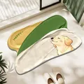 Tappetino da bagno assorbente in diatomite con design Golden Retriever e scritta Happy - Tessuto Tecnico Spessore 3,5 mm / 40*60cm / Patchwork verde Golden Retriever