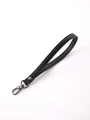 Durable black faux leather wrist strap keychain for small handbags and accessories - Black