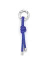 Handcrafted royal blue knotted PU leather keychain charm accessory with silver metal ring - Woven Knot Pendant (22050)
