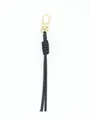 Close-up of black PU leather braided keychain with a gold-tone lobster clasp detail - Hand-woven Pendant (22166) / Black