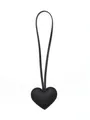 Minimalist black heart-shaped leather bag charm with long strap accessory for DIY styling - Heart Charm / Black