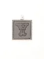 Close-up of retro silver alloy square pendant featuring engraved letter Y detail - Letter Y (40317)