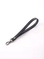 Premium navy blue leather wrist strap with a gunmetal lobster clasp for handbags and keys - Dark Blue