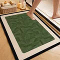 Moderne grüne Badematte in Leinenoptik saugfähig und rutschfest für das Badezimmer - Schattengrün Quadratischer Stil / 40*60cm