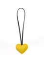 Yellow leather heart bag charm with black strap for minimalist fashion accessorizing - Heart Charm / Yellow