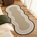 Elegant retro French style wavy beige loop pile runner rug for bedroom bedside floor - 40*80cm / Warm Ancient-Wavy Edge