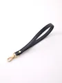 Elegant navy blue leather wrist strap accessory with golden lobster clasp for handbags - Dark Blue