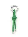 Green PU leather knotted keychain with silver ring for bags or shoes, DIY accessory - Woven Knot Pendant (22052)