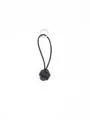 Macro view of handcrafted black leather monkey fist knot on a minimalist keychain - Black (22127)
