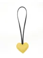 Creative yellow heart leather bag charm accessory with long black strap keychain pendant - Heart Charm / Bright yellow