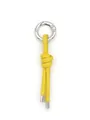 Handmade yellow PU leather knotted keychain strap with silver carabiner charm for bags - Woven Knot Pendant (22053)