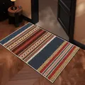 Bohemian ethnic style loop pile anti-slip entryway mat in a modern hallway setting - 40x60cm / Rope Pattern Multi-color Stripes