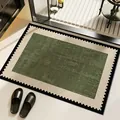 Vintage green bathroom mat with scalloped borders and non-slip texture for home use. - Rectangle / 40*60cm (Regular Style) / Green Shadow