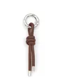 Handmade brown PU leather knotted keychain bag charm accessory with silver clasp. - Woven Knot Pendant (22054)