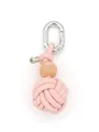 Detailed view of a pink braided PU leather knot charm with silver carabiner buckle - Woven Ball Charm (21947)