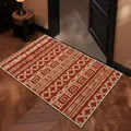Bohemian ethnic pattern loop pile entrance mat on dark wood floor for home decor - 40*60cm / Retro Red & Beige