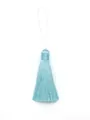 Elegant light blue polyester vertical tassel with white hanging loop for DIY handmade crafts - Plain Style Without Bead / Light Blue