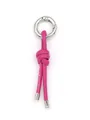 Handmade woven PU leather knot keychain pendant in vibrant magenta with silver ring - Leather Knot Charm (22055)